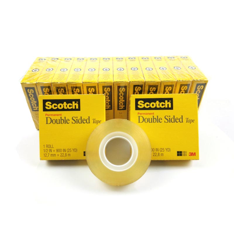 深圳批发3M665透明双面胶 Scotch思高正品 12.7mm*22.8m无痕高粘胶带 3M高效双面透明 家用办公美国原装进口双面胶带